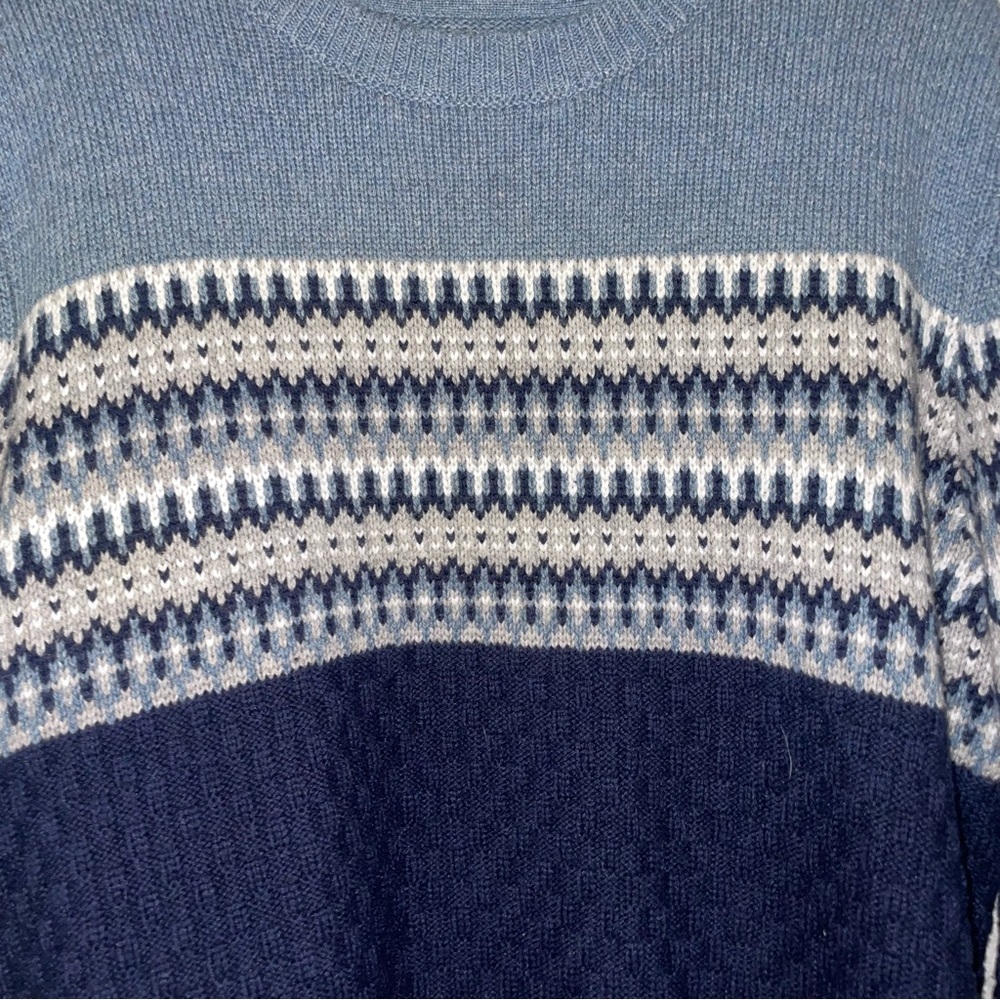 Fat Face Sweater Men Size XXL Wool Blend Stripes Blue Gray Ski Grandpa 2xl - Picture 3 of 10